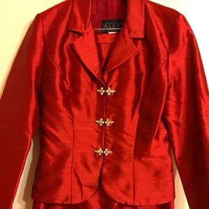 Red Alex Evenings Skirt Suit 8